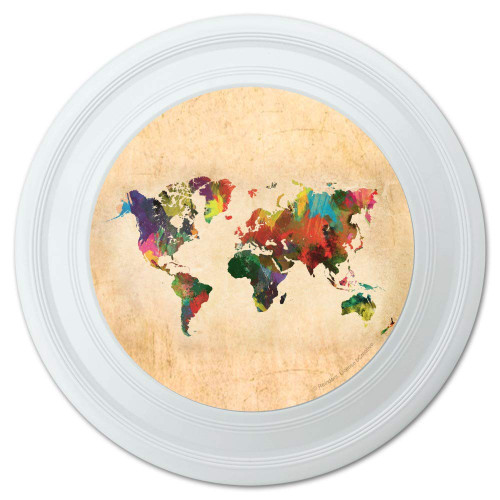 GRAPHICS & MORE Colorful Rainbow Map of The World Earth Globe Novelty 9" Flying Disc