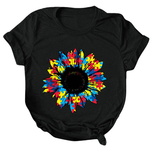 OutTop Summer Plus Size T-Shirt for Women Sunflower Print Graphic Tees Crewneck Short Sleeve Casual Tops Tee OutTop Summer Plus Size T-Shirt for Women Sunflower Print Graphic Tees Crewneck Short Sleeve Casual Tops Tee