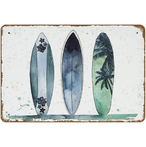 Metal Tin Sign Surfboard Beach Surf Surfer Vintage Tin Signs Plaque Metal Retro Wall Decor For Bar Pub Club Man Cave Metal Posters Gift For Women Men 12x8 Inch Plaque Tin Sign