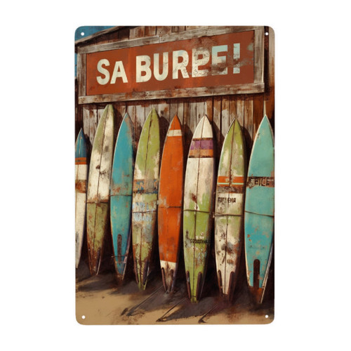 JOCASA Surf Boards Vintage Metal Poster Sign Decor-Retro Aluminum Metal Tin Sign for Home Wall Decor, Bar, Cafe, Bedroom, Signs Gift,12''x 8''