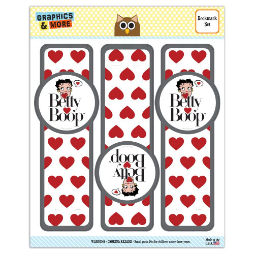 Betty Boop Heart Logo Set of 3 Glossy Laminated Bookmarks