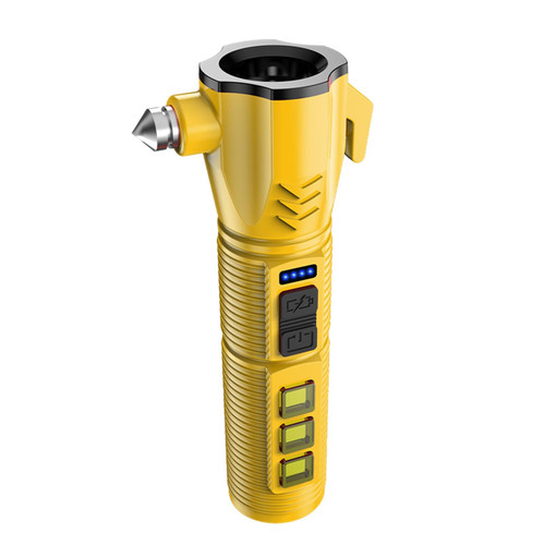 ALKOVA Portable Rechargeable Flashlight, Multifunctional Window Breaker Hammer Flashlight for Outdoor Emergency Lighting