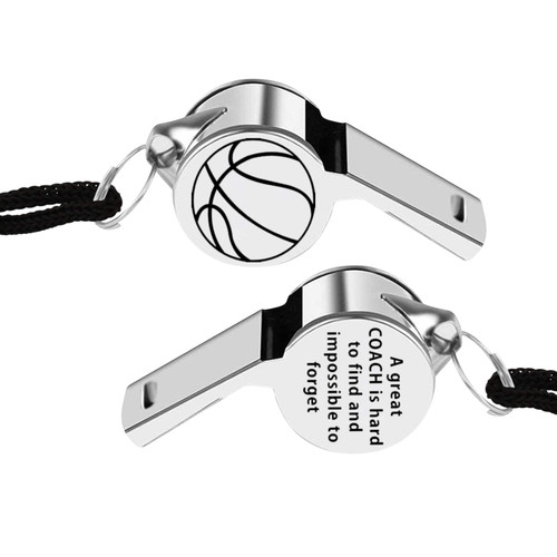 FAADBUK Basketball Coach Whistles A Great Coach is Hard to Find and Impossible to Forget Whistles with Lanyard Thank You Gift for Basketbal Coach Referees (Basketball Great Silver)
