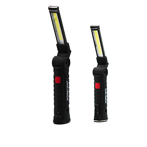 Rechargeable LED Work Light YOGET Portable COB LED Work Light with Magnetic Base, Swivel Hook, 360 Rotate and 5 Modes Bright LED Flashlight USB Charging Inspection Light (1L)
