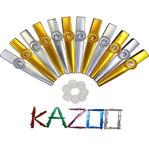 Crystaljun 12Pcs Metal Gold And Silver Kazoos With 20Pcs Kazoo Flute Diaphragms,Musical Instruments,Good Gift for Kids,A Good Companion for Guitar,Piano Keyboard,Ukulele, Violin. Crystaljun 12Pcs Metal Gold And Silver Kazoos With 20Pcs Kazoo Flute Diaphragms,Musical Instruments,Good Gift for Kids,A Good Companion for Guitar,Piano Keyboard,Ukulele, Violin.