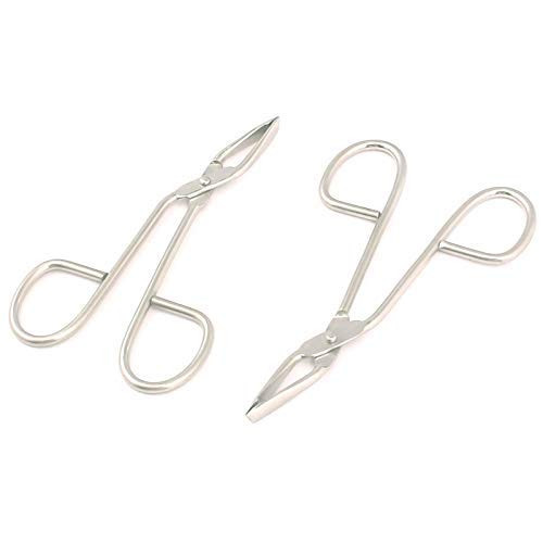 DDP (2 Pack) Scissors Shaped 'Eyebrow Tweezers Clip - Flat Tip Tweezers Hair Plucker for Hair and Eyebrows Personal Care (Silver Tone)