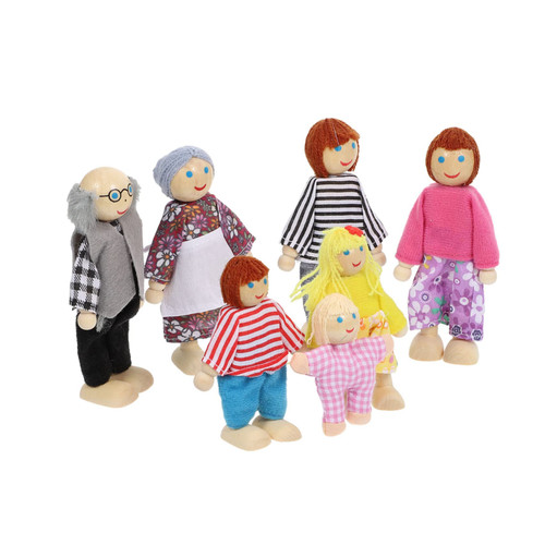 Vaguelly 1 Set Family Doll Dollhouse Figures Dollhouse Dolls House Dolls Family Dollhouse People Family Classic Figure Family Ornament Decor Kids Toys Desktop Wood Infant Little Doll