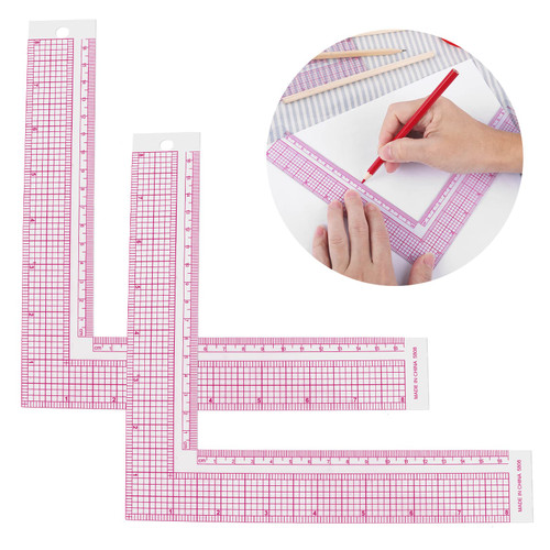 Lusofie 2 Pcs Plastic Sewing Ruler? L Square Ruler Framing Ruler Sewing Measure Tailor Ruler Clear Sewing Ruler for Tailor Craft Tool Drawing Measuring Supplies