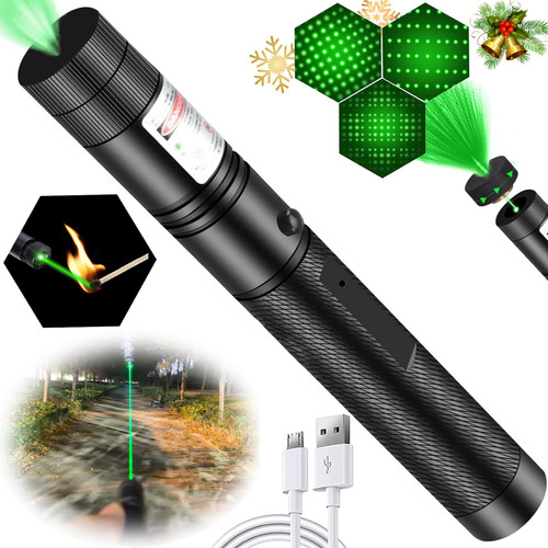 Green Laser Pointer High Power, Green High Power Laser Pointer Long Range Green Laser Light Pointer USB Rechargeable Green Strong Burning Laser Pointer Pen for Presentations Outdoor Laser Pointer
