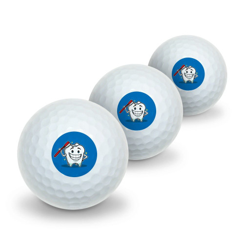 GRAPHICS & MORE Happy Tooth Toothbrush Dentist Novelty Golf Balls 3 Pack