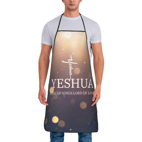 SDQFVG Yeshua Jesus Christian Apron, Funny Adjustable Apron for Women/Men,Chef Bib Waitress Waist Apron with Extra Long Ties,Kitchen Apron for Cooking/BBQ/Gardening