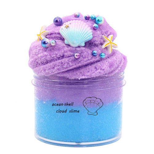 XIUTAO Colorful Fluffy Cloud Slime for Kids Ocean Shell Scented Slime Kids DIY Adults Stress Relief Toy?9.35 OZ 200ML Children's Day Gift Purple