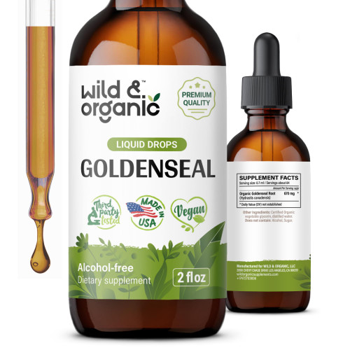 Goldenseal Tincture - Organic Goldenseal Root Liquid Extract - Vegan, Alcohol Free Goldenseal Drops - 2 fl oz