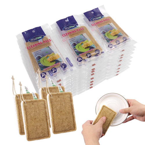 Natural Sponges, Individually Wrapped Sponge, Kitchen Cleaning Sponge Scouring Pads Non Scratch Cellulose Coconut Scrubbing Sponge for Washing Dishes - Pack of 12