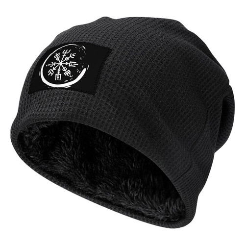 Casual Beanie Cap Soft and Warm Knit Cap, Magic Viking Vegvisir Runic Compass Slouchy Hat with Thermal Thick Lined Winter Skull Cap for Women Men