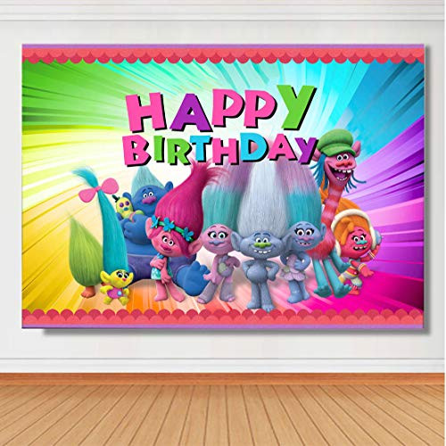 TJ Trolls Poppy Animation Movies Background Happy Birthday Theme Party Photography Backdrops Baby Shower Colorful Decor Banner Photo Booth Studio Props Vinyl 5x3ft TJ Trolls Poppy Animation Movies Background Happy Birthday Theme Party Photography Backdrops Baby Shower Colorful Decor Banner Photo Booth Studio Props Vinyl 5x3ft