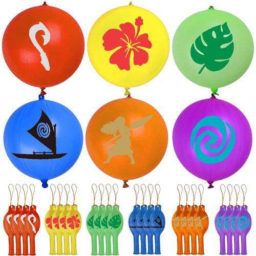 24Pcs Moana Punch Balloons Moana Birthday Party Favors Bounce Balloons for Moana Birthday Party Supplies Decor