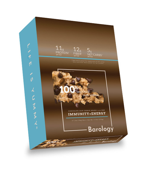 Barology Chocolate Chip Cookie Dough Immunity Vitamins + Energy Protein Bar