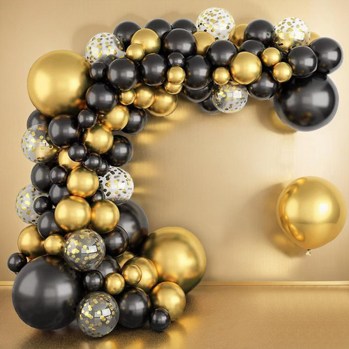 Black and Gold Balloons Arch Kit, 116Pcs Gold Black Confetti Balloon Garland Kit for Birthday Party New Year Graduation Anniversary Wedding Retirement Decorations Black and Gold Balloons Arch Kit, 116Pcs Gold Black Confetti Balloon Garland Kit for Birthday Party New Year Graduation Anniversary Wedding Retirement Decorations