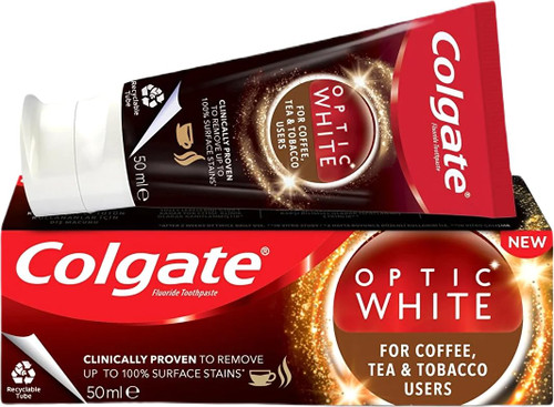 Colgate Optic White Whitening Toothpaste for Coffee, Tea and Tobacco Users 1.69 oz- 50 ml