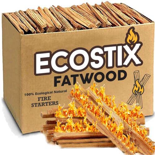 EasyGoProducts Eco-Stix Fatwood Fire Starter Kindling Firewood Sticks 100% Organic Firestarter for Wood Stoves, Fireplaces, Campfires, Bonfires - 02 Pounds