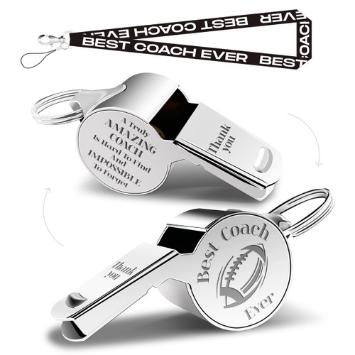 QIBAJIU Whistles with Lanyard, Coach Whistle, Football Gifts, Football Coach Gifts for Men Women, Thank You Cheer Coach Gift A Truly Amazing Coach is Hard to find Teacher Whistle Coach Gifts