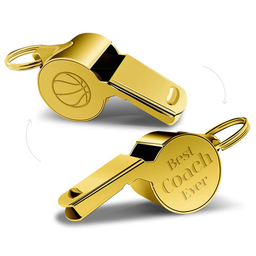 QIBAJIU Whistles with Lanyard,Golden Whistle, Thank You Cheer Coach Gift Best Coach Ever - Teacher Whistle Coach GiftsCoach Whistle, Basketball Gifts, Coach Gifts for Men Women,Golden Whistle