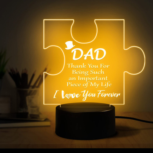 Coldbling Gifts for Dad Father's Day Birthday Gifts from Daughter Son, Acrylic Engraved Night Light Gifts for Dad, Men, Unique Night Lamp Dad Present for Christmas, Plastic Base