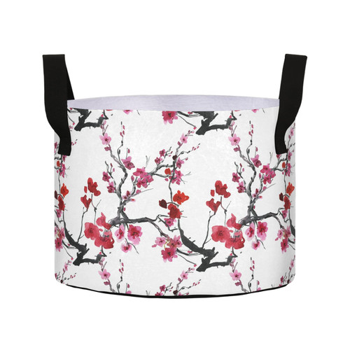 Sinestour Cherry Blossoms Grow Bags 3 Gallon Fabric Pots with Handles Heavy Duty Pots for Plants Aeration Container Nonwoven Plant Grow Bag for Potato Fruits Flowers Vagetables Garden