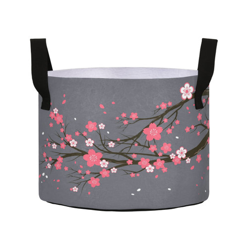 Sinestour Cherry Tree Flowers Grow Bags 3 Gallon Fabric Pots with Handles Heavy Duty Pots for Plants Aeration Container Nonwoven Plant Grow Bag for Tomato Potato Fruits Flowers Garden