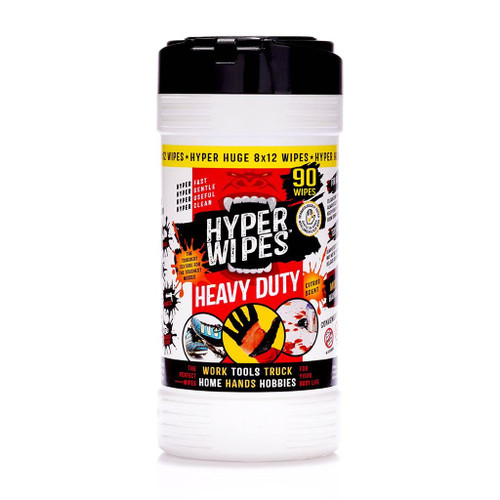 Hyper Wipes, 1 Pack Heavy Duty Hand & Tool Cleaning Wipes, 8"x12" Size Multi-Surface Cleaning Wipes, Degreasing, All Purpose Cleaner, Bathroom, Mechanic, Work Surface Wipes, 90 Count Canister Hyper Wipes, 1 Pack Heavy Duty Hand & Tool Cleaning Wipes, 8"x12" Size Multi-Surface Cleaning Wipes, Degreasing, All Purpose Cleaner, Bathroom, Mechanic, Work Surface Wipes, 90 Count Canister