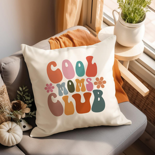 Cool Moms Club Pillow Cover, Cool Mom Throw Pillow Case, Mom Life, Gift for Mom, Mother's Day Gifts, New Baby Pregnancy Gift New Mom Throw Pillow Cool Mom Gift