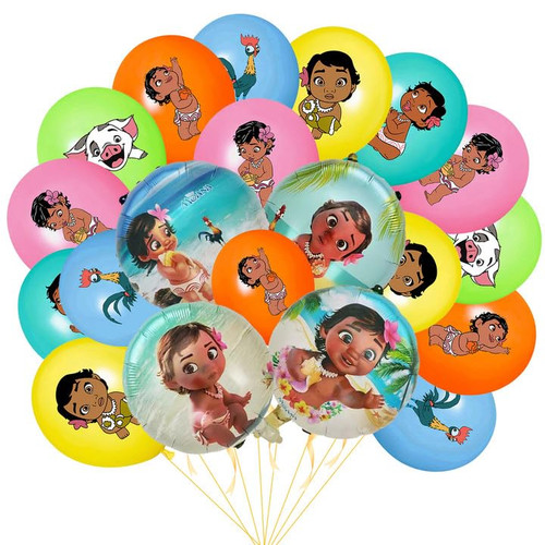 Moana Balloons Set Included 48 PCS Moana Baby 12 Inch Latex Balloons and 4 PCS Moana Baby Foil Balloons for Girls Moana Birthday Party Baby Shower Supplies