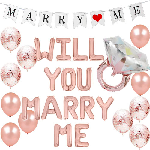Geloar Will You Marry Me Decorations, Will You Marry Me Balloons Marry Me Banner Diamond Ring Balloon for Marriage Valentine's Day Proposal Ideas Wedding Proposal Decorations Decor Sign