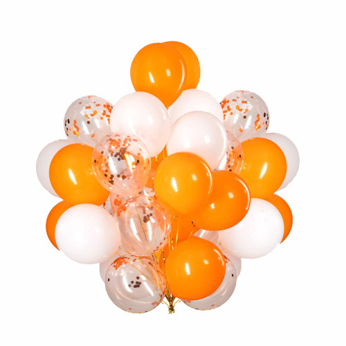 Orange and White Confetti Balloons 12 inch,Orange and White Confetti Party Balloons,50 PCS
