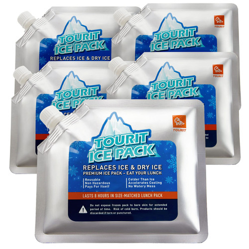 TOURIT Reusable Ice Pack for Coolers Long Lasting Cooler Ice Packs for Cooler Bag Lunch Bags/Boxes, Cooler Backpacks, Freezer Packs for Coolers(Set of 5)