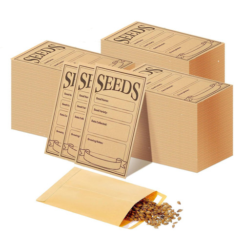 150 Pcs Kraft Seed Envelopes, Resealable Seed Packets Envelops Small Self Sealing Seed Saving Envelopes bulk for Collection of Vegetable Flower Seeds, 3.15 x 4.72 Inch, Brown