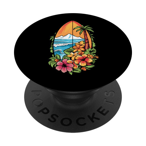 Surfer Flowers Surfrider Surfboard Waves - Surfing PopSockets Standard PopGrip