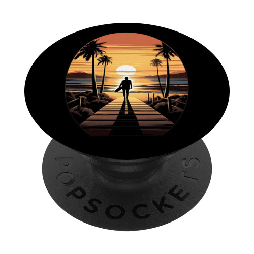 Surfing Surfer Beach Sunset Surfboard PopSockets Standard PopGrip