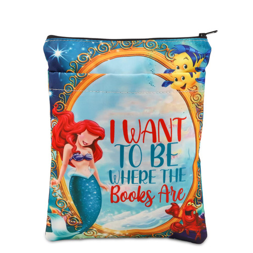 KEYCHIN Princess Ariel Book Sleeve Mermaid Ariel Fans Gifts I Want To Be Where The Books Are Ariel Book Cover Protector For Bookish Bookworm (Ariel-BS)
