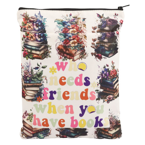 BWWKTOP Book Lover Book Sleeve with Pocket Book Berd Gifts Bookmark Sleeve Who Needs Friend When You Have Books Book Covers Bookish Gift Book Protector (who Needs Friends)