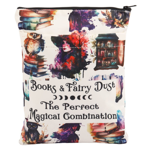 BWWKTOP Fairy Tales Book Sleeve With Pocket Book Witch Gifts Bookmark Sleeve BOOKS & FAIRY DUST Book Covers Bookish Gift Book Protector (Books & Fairy)