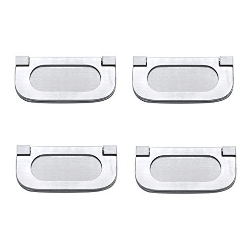 Autoly Modern Handle Flush Door Pull Recessed Finger Pulls for Pocket Doors, Sliding Doors, Cabinets, Drawers, Silver, 4-Pack,c31-64
