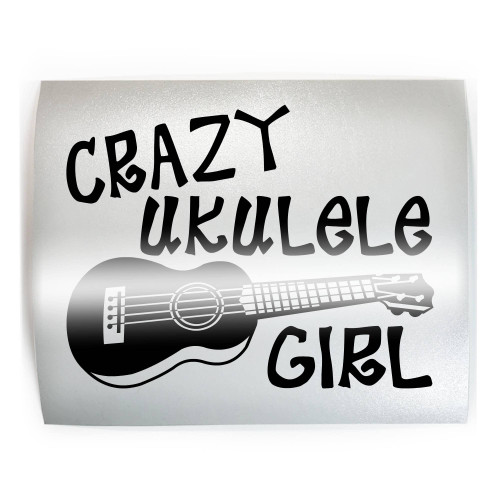 CRAZY UKULELE GIRL Funny Uke - PICK COLOR & SIZE - Guitar Hawaiian Vinyl Decal Sticker B