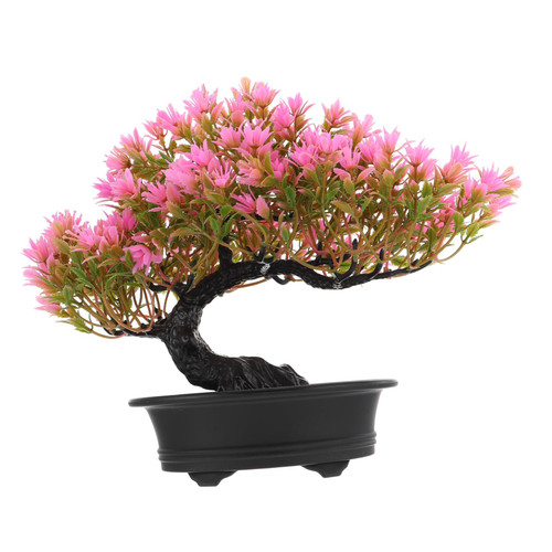 Unomor Simulation Welcome Pine Bookshelf Decor Artificial Welcoming Bonsai Tree Pink Bonsai Tree Fake Potted Plants Fake Bonsai Fake Tree Desk Office Plastic Household Flower Arrangement