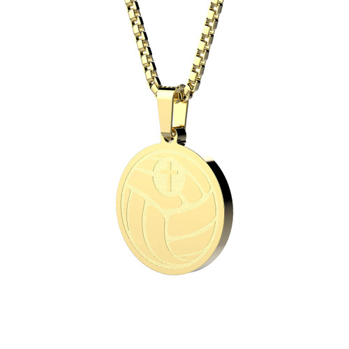 Phoenix Angela Jewelry Crafted Sports Pendant Necklace Baseball Football Soccer Basketball Volleyball Team Coach Gift Inspirational Pendant for Boys Girls Athletes Gifts (Volleyball-Gold)