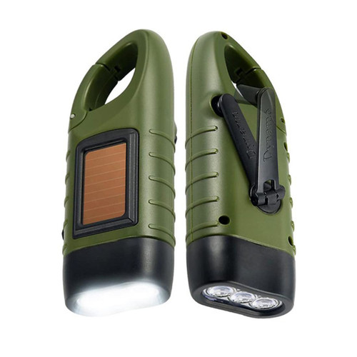 Solar Powered Hand Crank Flashlight Rechargeable Emergency LED Light Lamp Survival Flashlight Rechargeable Flashlight Torch for Outdoor Camping Mountaineering