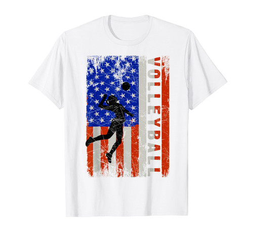 American Flag Volleyball Patriotic USA 4th of July Girl Teen T-Shirt American Flag Volleyball Patriotic USA 4th of July Girl Teen T-Shirt