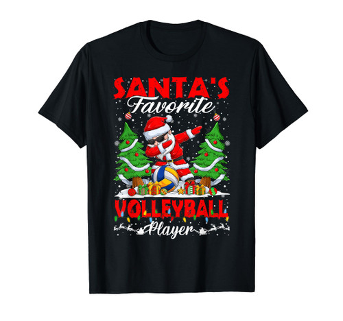 Funny Santa's Favorite Volleyball Player Christmas Lights T-Shirt Funny Santa's Favorite Volleyball Player Christmas Lights T-Shirt