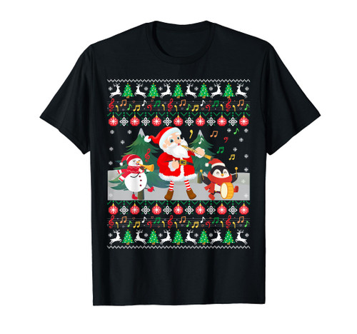 Santa Oboe Christmas Music Drums Oboe Ugly Christmas T-Shirt